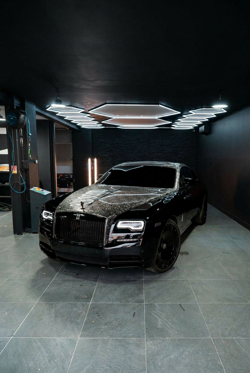 Rolls-Royce bespoke blue leather interior with diamond stitching